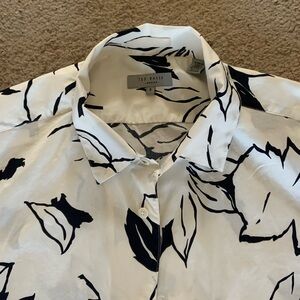 Ted Baker Men’s White Shirt with Black Floral Print